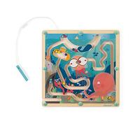 Janod - Magnetic Wood Ocean Ball Maze - Teaches Fine Motor Skills Learning and Concentration - Format: 25 X 25 cm - FSC certified - Ages 2 and up. - J05312, White