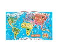 Janod J05504 Wooden Magnetic World Map Puzzle 92 pieces, English Version