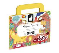 Janod, Magneti'Puzzles Dinosaurs, Children's Magnetic Puzzle, 24 Pieces | Portable Case with Side Pockets and Printed Model Background, FSC Cardboard, Ages 3+, Fine Motor Skills and Observation