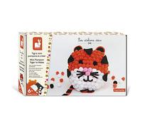 Janod - Make-Your-Own ‘Tiger’ Mini Pompom Set - Les Ateliers Déco - Children’s Arts & Crafts Kit - Fine Motor Skills and Concentration - 6 Years + - J07968