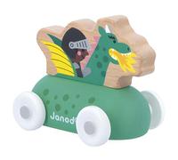 Janod - Mountain Valley Wooden Dragon Car - Cross Roads - Early-Learning Toy - Develops Motor Skills - 12 Months, FSC Wood Toy, Multicolor