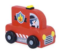 Janod - Mountain Valley Wooden Fire Engine - Cross Roads - Early - Learning Toy - Develops Motor Skills - 12 Months +, FSC Wood Toy, Multicolor
