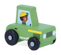 Janod - Mountain Valley Wooden Green Tractor - Cross Roads - Early-Learning Toy - Develops Motor Skills - 12 Months, FSC Wood Toy, Multicolor
