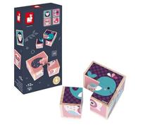 Janod - My First Blocks, Baby Animals - Children's Wooden Puzzle - Early Learning and Construction Toy - Develop Visual Memory - Wooden Toy - From 1 Year Old, J08001