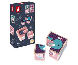 Janod - My First Blocks, Baby Animals - Children's Wooden Puzzle - Early Learning and Construction Toy - Develop Visual Memory - Wooden Toy - From 1 Year Old, J08001