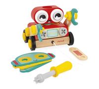 Janod - My First Construction Set - Wooden Robot to Build - 42 Pieces + 4 Model Cards - Stimulates Imagination and Motor Skills - From 2 years old