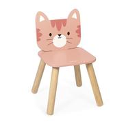 Janod - My First Wooden Children's Chair from 18 months - Cat theme - Specially designed for children - Dimensions 32x32x47cm - From 18 months