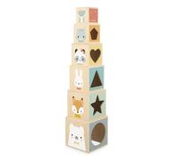 Janod - My first wooden pyramid - Early Learning Toy - 6 Stacking Cubes - Stacking and nesting toy - Develops dexterity and imagination -First age - From 12 Months, J05147