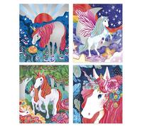 Janod - Pearlescent and 3D Painting Set - 4 Unicorn Pictures - Les Ateliers du Calme - Children’s Arts & Crafts Kit - Fine Motor Skills & Concentration - 7 Years +, J07951