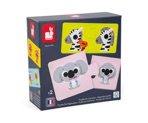 Janod - Opposites Puzzle - 12 Cardboard 2-Piece Puzzles - Educational Game - Fine Motor Skills and Concentration - FSC Product and Vegetable Inks - Made in France - Ages 2 + - J02627