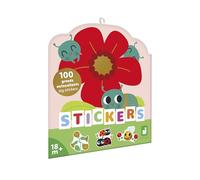 Janod - Pack of 100 Stickers - Large Format Sticker Pouch - Garden Creatures Theme - Ages 18 months and up - Creative Leisure for Children - Fine Motor Skills and Concentration Learning