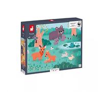 Janod - Panoramic 4-Season Puzzle - 36 FSC Cardboard Pieces - Animal Puzzle - Made in France - In Partnership with WWF - 4 Years +, J08645