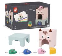 Janod - Pédagogie Range - Finding your Bearings in Space - Cat and Mouse - 6 Wood Accessories + 12 Cards - Children’s Educational Toy - 36 Months +, J05078