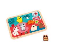 Janod - “Pets” Chunky Puzzle - FSC Wood - 7 Pieces - Develops Fine Motor Skills, Concentration and Imagination - 18 Months +, J07122