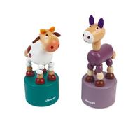 Janod POCKET COW AND DONKEY PUSH UP PUPPET
