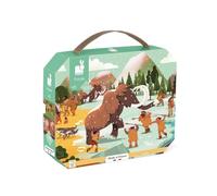 Janod - Prehistoric Puzzle - 100-Piece FSC Cardboard Puzzle - Prehistoric Panorama - Develops Patience and Concentration - Made in France - Children’s Puzzle for Ages 6 +, J02546