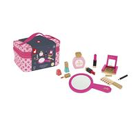Janod - P'tite Miss Vanity Case for Children - 9 Solid Wood Accessories Included - Pretend Play Toy Beauty and Cosmetic, J06514, Pink