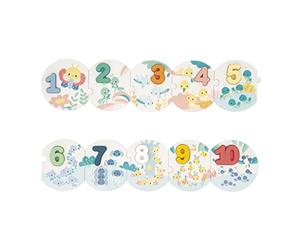 Janod - Pure My First Numbers Puzzle - 10-Piece Puzzle + 10 Wooden Numbers - Learn to Count - Early-Learning Toy - 24 Months +, J08042
