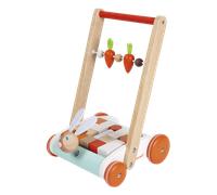 JANOD WOODEN RABBIT BLOCK CART PUSH ALONG WALKER 19 PIECES BRAND NEW IN BOX 1+