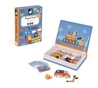 Janod - Magneti'Book of Racing Cars - Magnetic Educational Game, 50 Pieces - Fine Motor Skills and Imagination Learning - From 3 Years, J02715, Blue