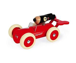 Janod - Spirit - Wooden Car Toy - Marco - Rubber wheels and Glossy Paint, J04500