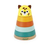 Janod - Tropik Jaguar Stacking Toy - Wooden Early-Learning Toy - 5 Stackable Pieces - Educational Toy - Fine Motor Skills - FSC-Certified - Water-Based Paints - 1 Year + - J08261