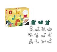 Janod - Stampinoo Dinosaur Set - 15 Foam Stamps and 1 Ink Pad Suitable for Small Hands - Children’s Arts & Crafts - Fine Motor Skills and Creativity - 3 Years + - J07721