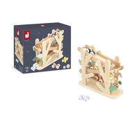 Janod - Wooden Descender on 3 Levels - Ant Slide with 4 Cars included - Early Years Toy - Fine Motor Skills - From 1 Year - J04038