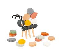 Janod - Sweet Cocoon Ant Balance Game - Early-Learning Toy - Develops Fine Motor Skills - 1 Ant + 20 Stackable Leaves - FSC Wood Toy - 24 Months +, J04053