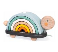 Janod Sweet Cocoon Rainbow Turtle toddler Pull along stacking wooden toy