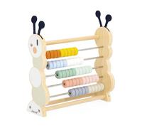 Janod, Sweet Cocoon Wooden Caterpillar Abacus, 50 Beads, 18 Months+ | 5 Rows of 10 Coloured Beads, Wooden Counting Game, Colours and Numbers, Fine Motor Skills