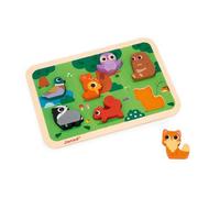 Janod - “The Forest” Chunky Puzzle - FSC Wood - 7 Pieces - Develops Fine Motor Skills, Concentration and Imagination - 18 Months +, J07123