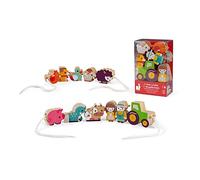 Janod - Threading Beads - Farm Theme - Develops Fine Motor Skills-FSC Wood Toy-Early-Learning Game-24 Months +