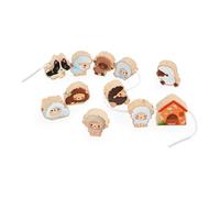 Janod - Threading Beads - Sheep Theme - Early-Learning Toy - 11 Wooden Beads + 2 Cords for Kids - Develops Dexterity - FSC Wood Toy - 24 Months +, J03312