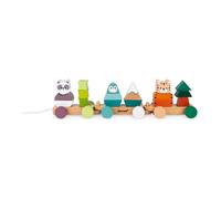 Janod Train-La Balade des Animaux-Wooden Activity Toy-to Develop Fine Motor Skills, Learn Colours-Water Based Paint-WWF Partnership-FSC Certified-from