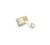 Janod - Tray Of 6 Solid Wood Cubes for Baby - Pure Collection - Early Years and Early Years Toy - Teaches Fine Motor Skills - Water-Based Paint -