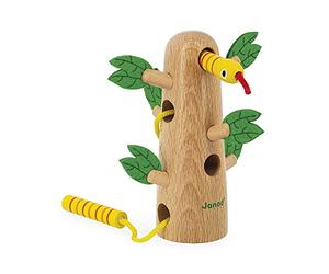 Janod - Tropik Interweaving Tropical Tree - Wooden Early-Learning Toy - Educational Toy: Fine Motor and Concentration Skills - FSC-Certified - Water-Based Paint - 18 Months + - J08265