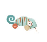 Janod - Tropik Pull-Along Chameleon - Wooden Early-Learning Toy - Silent Wheels - Educational Walking and Balancing Toy - FSC-Certified - Water-Based Paint - 1 Year + - J08264