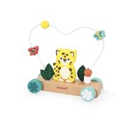 Janod - Tiger Pull Toy with Abacus Motor Circuit - Wooden Walking Toy - Develops Awareness, Motor Skills and Imagination - From 12 Months - J08281