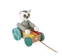 Janod - Tropik Pull-Along Lemur Xylophone - 2-in-1 Wooden Early-Learning Toy - Musical Educational Toy - Walking and Balancing - FSC-Certified - Water-Based Paint - 18 Months + - J08270