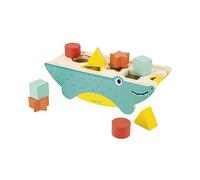 Janod - Tropik Shape-Sorting Crocodile - Wooden Early-Learning Toy - Educational Toy: Shapes and Colours - 8 Slot-In Shapes - FSC-Certified - Water-Based Paint - 1 Year + - J08267