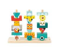 Janod - Tropik Totem Game - Children’s FSC Wood Toy - 52 Stackable Pieces + 12 Models - Educational Game - 3 Years +, J08279