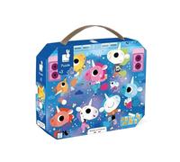 Janod - Unicorn Rock Concert Puzzle - 24-Piece FSC Cardboard Puzzle - Develops Patience and Concentration - Made in France - Children’s Puzzle for Ages 3 +, J02544, Blue