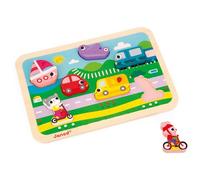 Janod - “Vehicles” Chunky Puzzle - FSC Wood - 7 Pieces - Develops Fine Motor Skills, Concentration and Imagination - 18 Months +, J07124
