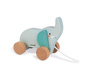Janod - Walk-along Wooden Elephant - Pull-along Toy - Early-Learning and Early Years Toys - Teaches Motor Skills and Imagination - WWF™ Partnership - FSC Certified - From the age of 1 - J08609