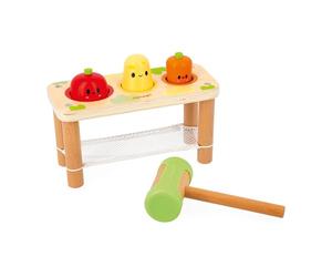 Janod - Whack-A-Farm Vegetable Game - Children’s Early-learning Toy - 3 Garden Vegetables + 1 Mallet - Develops Fine Motor Skills - FSC Wood Toy - 12 Months +, J03309