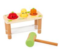 Janod Wooden Toy Whack-A-Farm Vegetable Game, 3 Vegetables & Mallet, FSC Wood, 12m+ J03309
