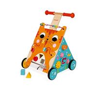 Janod Wooden Activity Baby Walker Cat - Push Along Toy with Brake and Height
