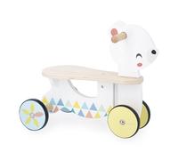 Janod - Wooden Baby Bear Carrier - Silent and Directional Front Wheels - Seat Height 20.5 cm - Learning Balance and Motor Skills - FSC Wooden Toy - From 12 Months - J05161