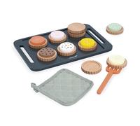 Janod - Wooden Biscuit Workshop - Pastry Kit - Biscuit Tray with Glove and Spatula - Imitation Toy for Children - Ideal Kitchen Accessories for Children - From 3 years - J06643